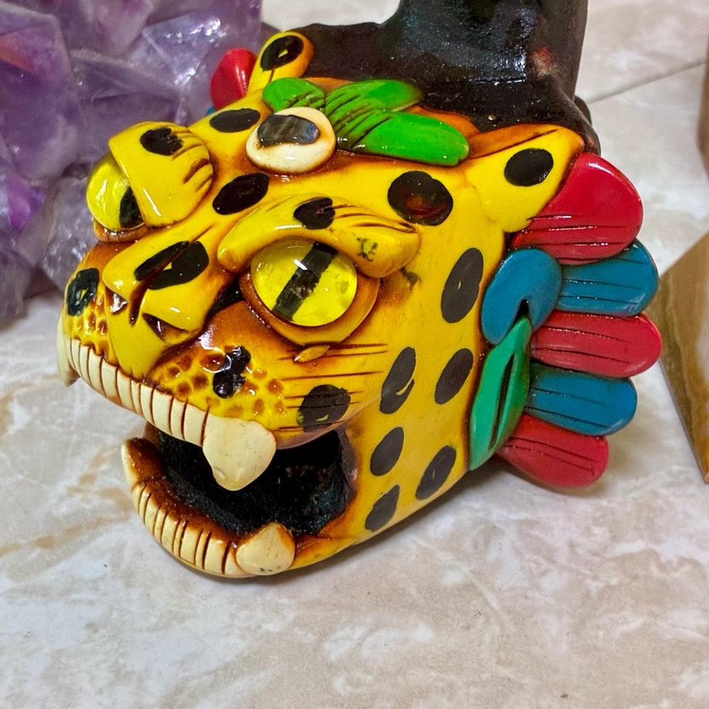 Aztec Jaguar Warrior Whistle- Teotihuacan Decorated